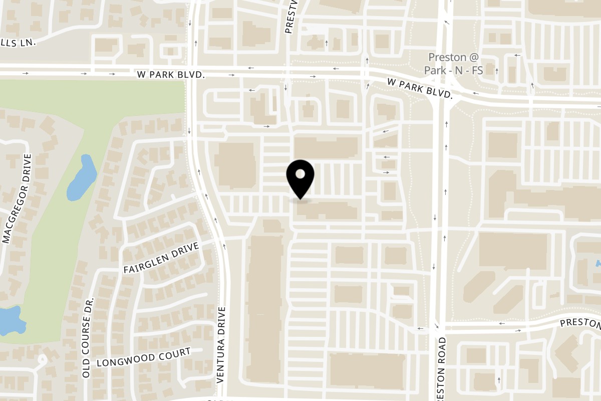 Map showing the location of South Fork Cafe Plano on 1941 Preston Rd #1004 in Plano